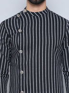 Even Apparels Men's Pure Cotton Black Sherwani Kurta | Grocsy