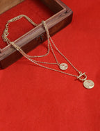 Gold-Polished Alloy Layered Designer Short Necklace - The Pari | Grocsy