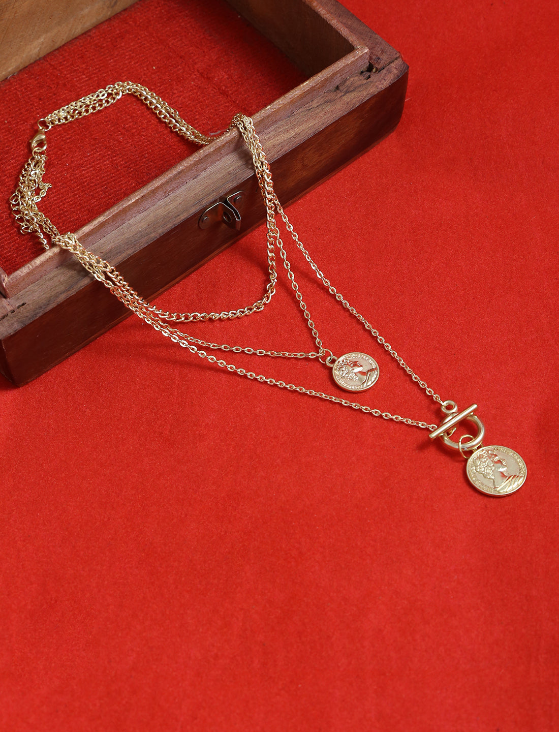 Gold-Polished Alloy Layered Designer Short Necklace - The Pari | Grocsy