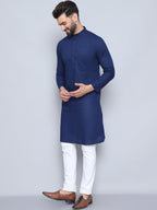 Even Apparels Men's Pure Cotton Blue Kurta | Grocsy