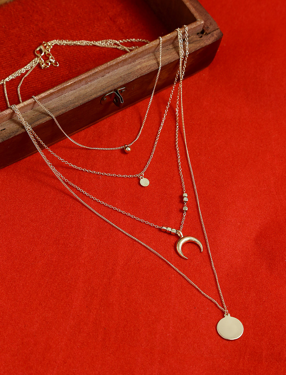 Gold-Polished Alloy Layered Designer Short Necklace - The Pari | Grocsy