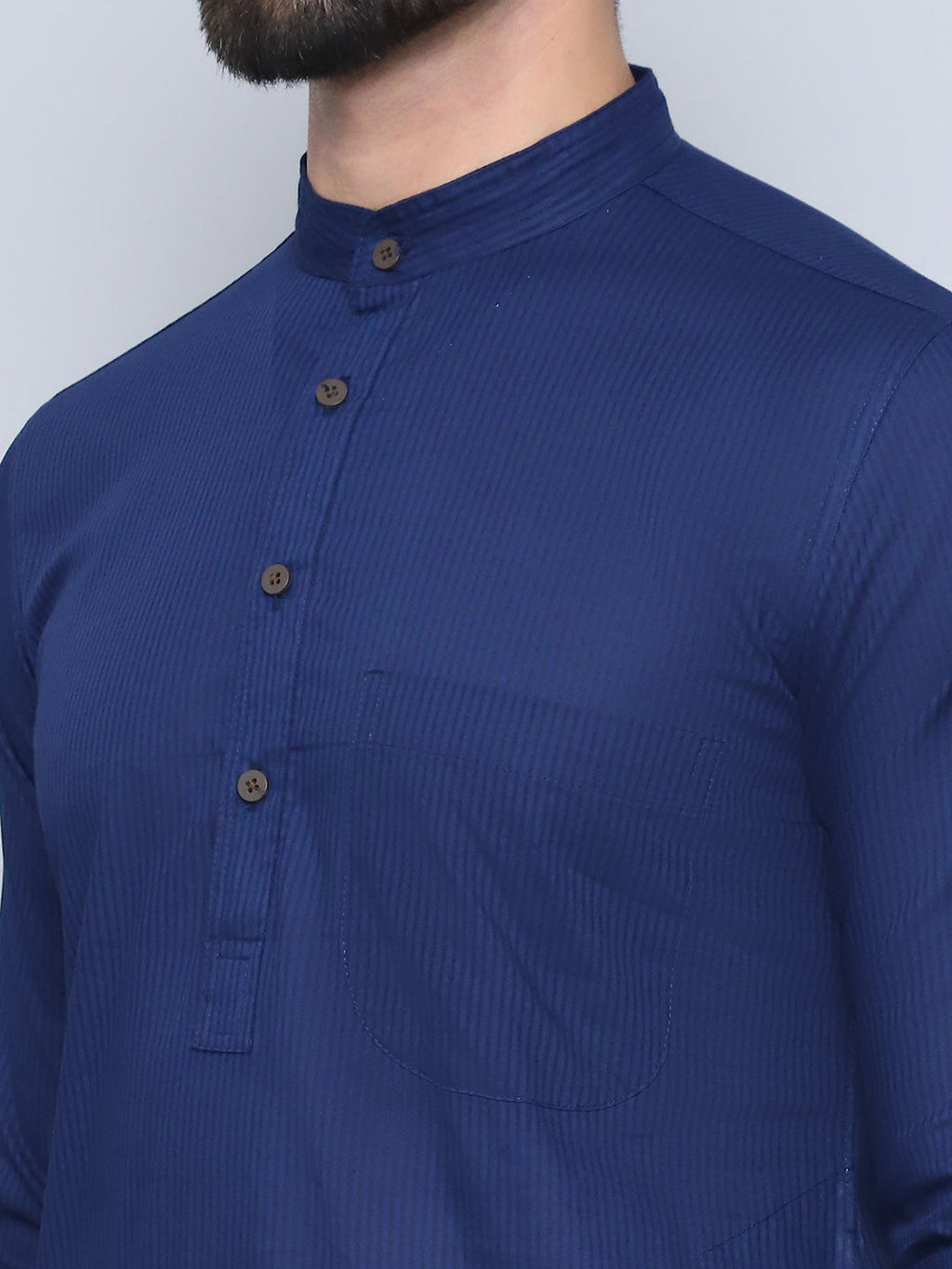 Even Apparels Men's Pure Cotton Blue Kurta | Grocsy