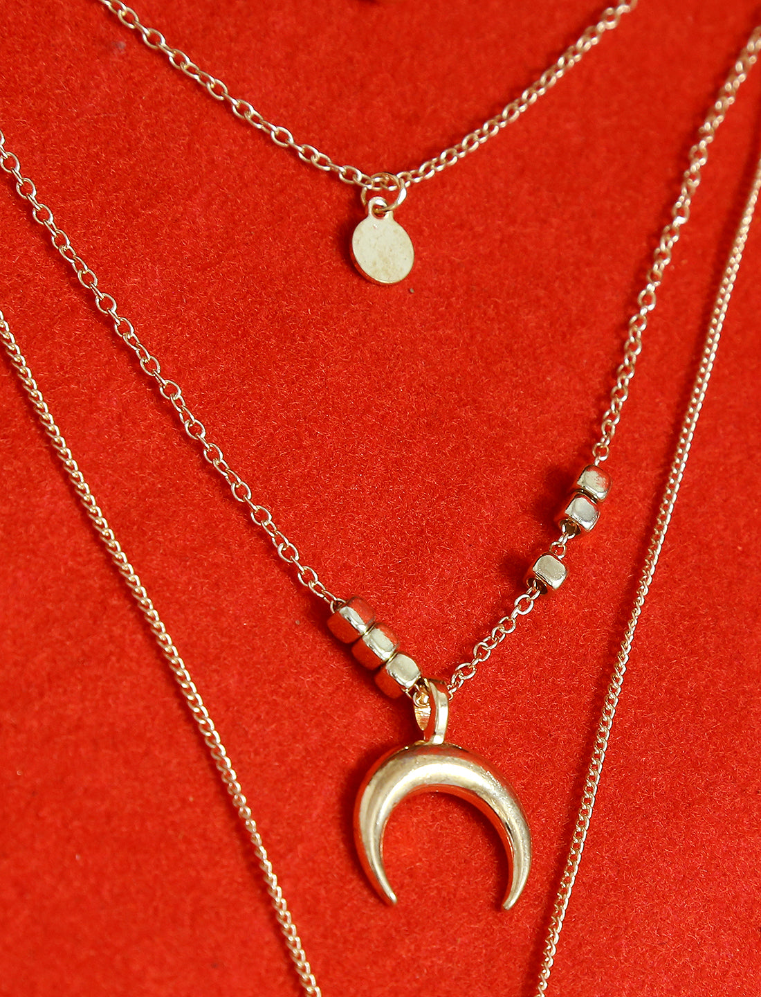 Gold-Polished Alloy Layered Designer Short Necklace - The Pari | Grocsy