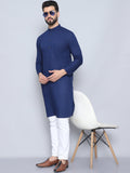 Even Apparels Men's Pure Cotton Blue Kurta | Grocsy