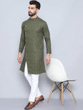 Even Apparels Men's Pure Cotton Green Sherwani Kurta | Grocsy