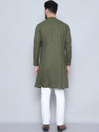 Even Apparels Men's Pure Cotton Green Sherwani Kurta | Grocsy