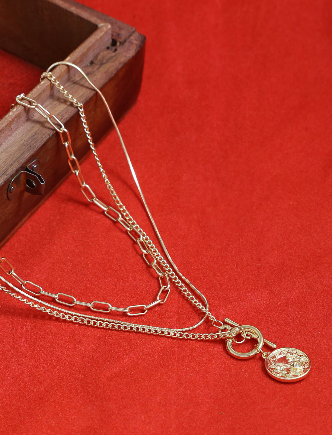 Gold-Polished Alloy Layered Designer Short Necklace - The Pari | Grocsy