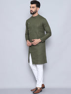 Even Apparels Men's Pure Cotton Green Sherwani Kurta | Grocsy