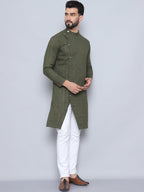 Even Apparels Men's Pure Cotton Green Sherwani Kurta | Grocsy