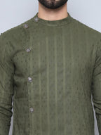 Even Apparels Men's Pure Cotton Green Sherwani Kurta | Grocsy