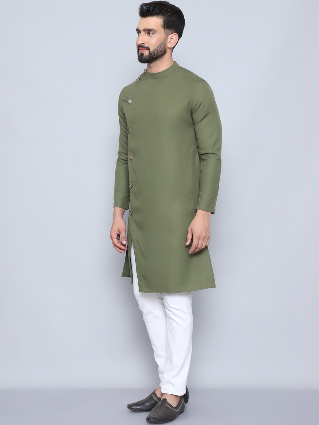 Even Apparels Men's Pure Cotton Green Sherwani Kurta | Grocsy