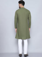 Even Apparels Men's Pure Cotton Green Sherwani Kurta | Grocsy
