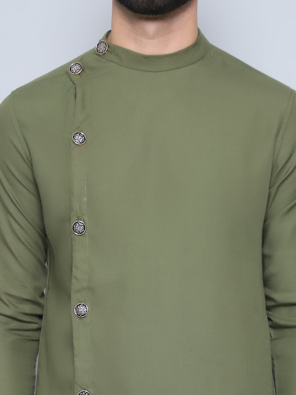 Even Apparels Men's Pure Cotton Green Sherwani Kurta | Grocsy