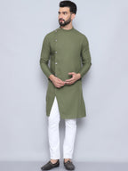 Even Apparels Men's Pure Cotton Green Sherwani Kurta | Grocsy