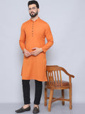 Even Apparels Men's Pure Cotton Orange Kurta | Grocsy