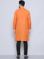 Even Apparels Men's Pure Cotton Orange Kurta | Grocsy