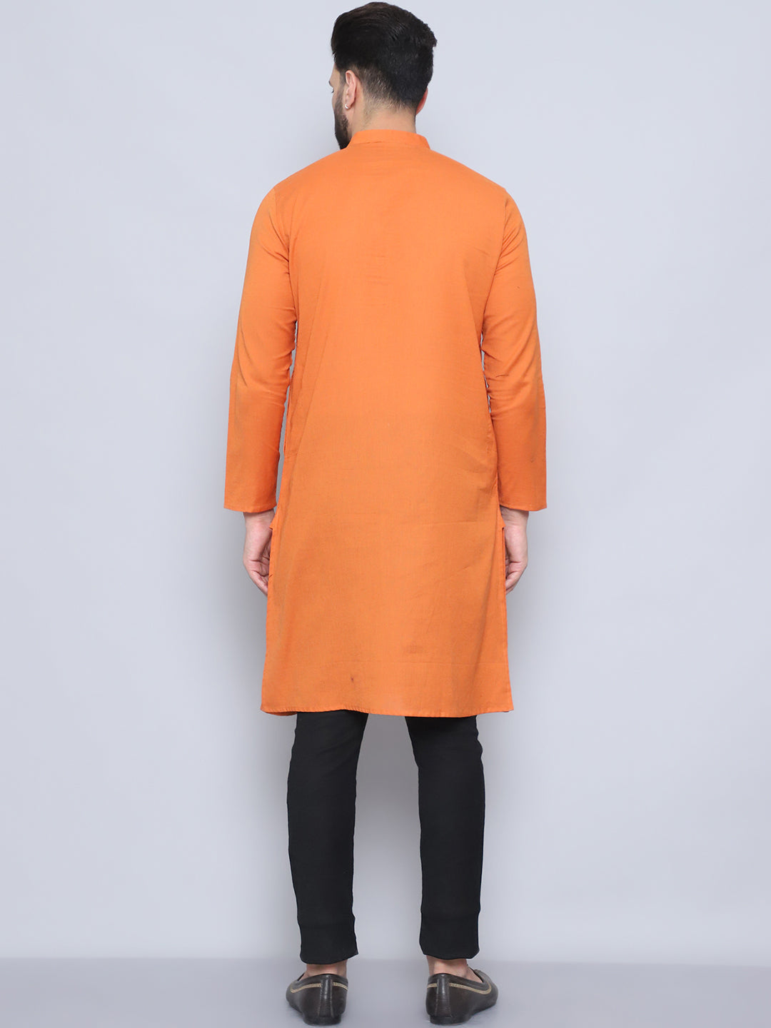 Even Apparels Men's Pure Cotton Orange Kurta | Grocsy