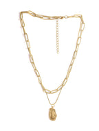 Gold-Polished Alloy Layered Designer Short Necklace - The Pari | Grocsy