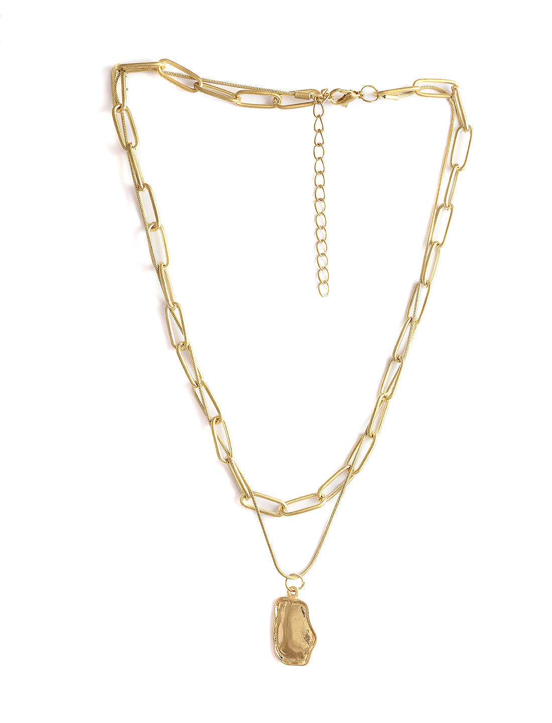 Gold-Polished Alloy Layered Designer Short Necklace - The Pari | Grocsy