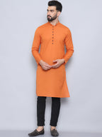 Even Apparels Men's Pure Cotton Orange Kurta | Grocsy