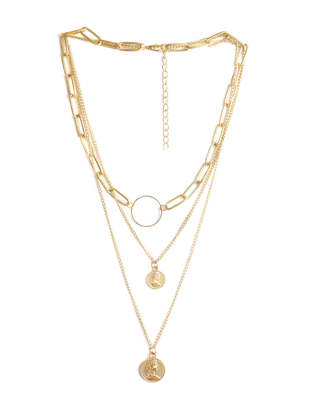 Gold-Polished Alloy Layered Designer Short Necklace - The Pari | Grocsy