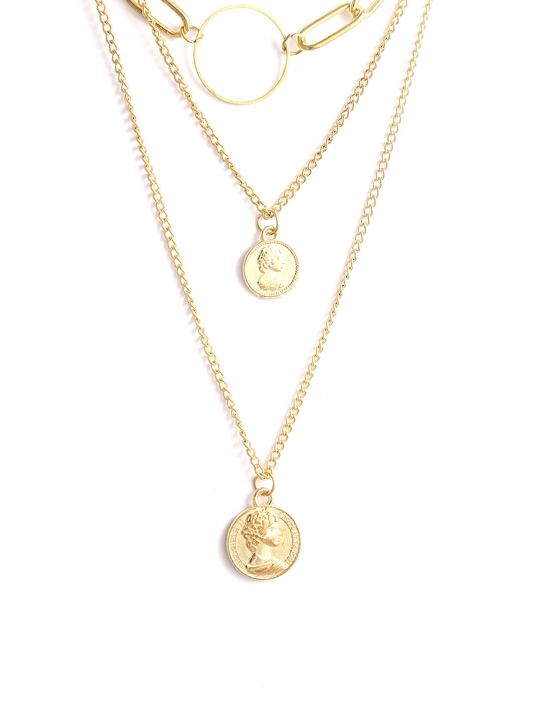 Gold-Polished Alloy Layered Designer Short Necklace - The Pari | Grocsy