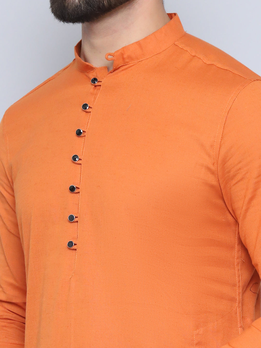 Even Apparels Men's Pure Cotton Orange Kurta | Grocsy