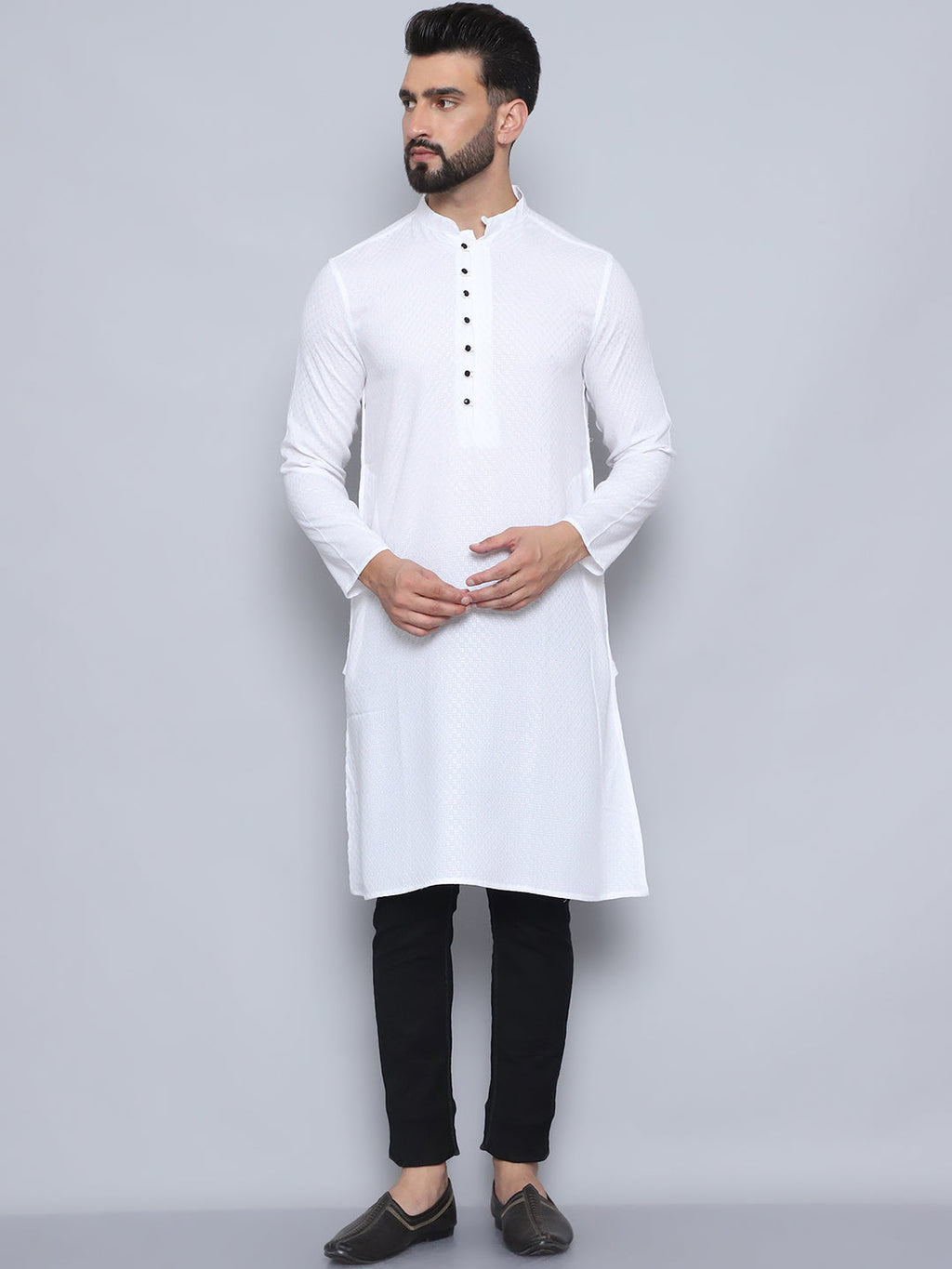 Even Apparels Men's Pure Cotton White Kurta | Grocsy