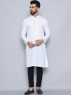 Even Apparels Men's Pure Cotton White Kurta | Grocsy