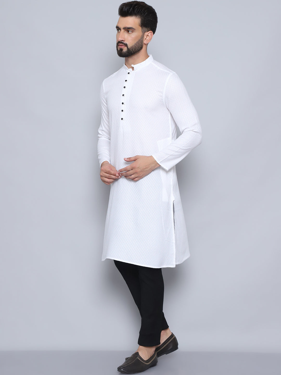 Even Apparels Men's Pure Cotton White Kurta | Grocsy
