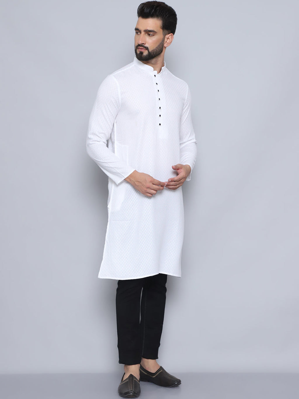 Even Apparels Men's Pure Cotton White Kurta | Grocsy