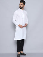 Even Apparels Men's Pure Cotton White Kurta | Grocsy