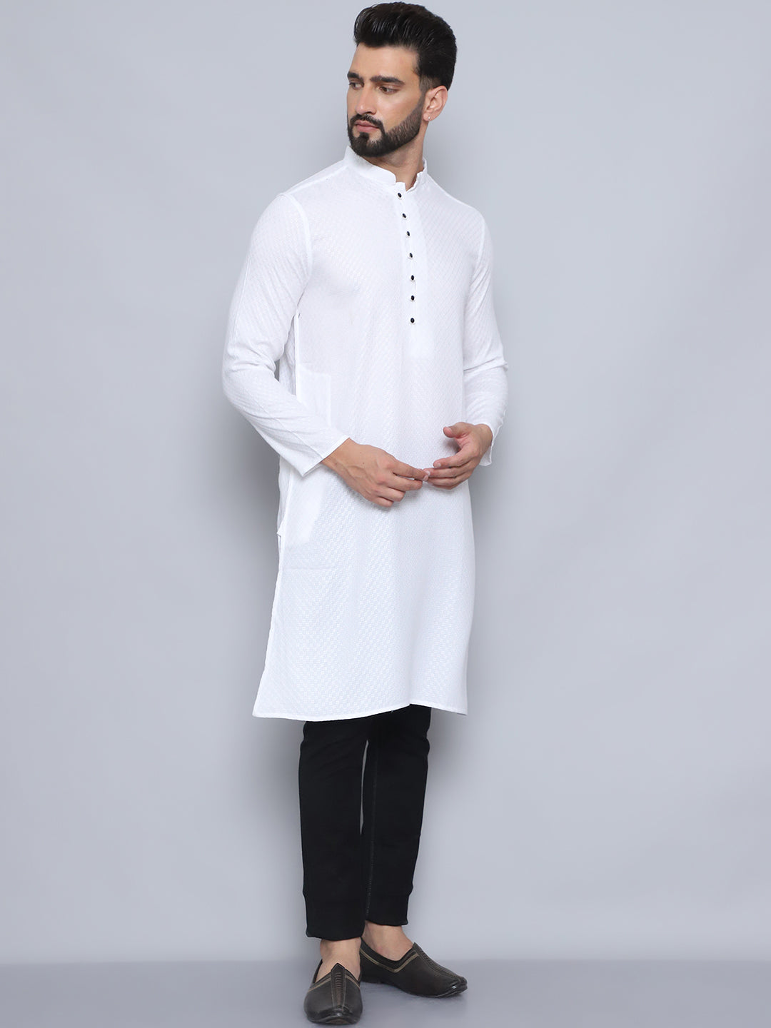 Even Apparels Men's Pure Cotton White Kurta | Grocsy