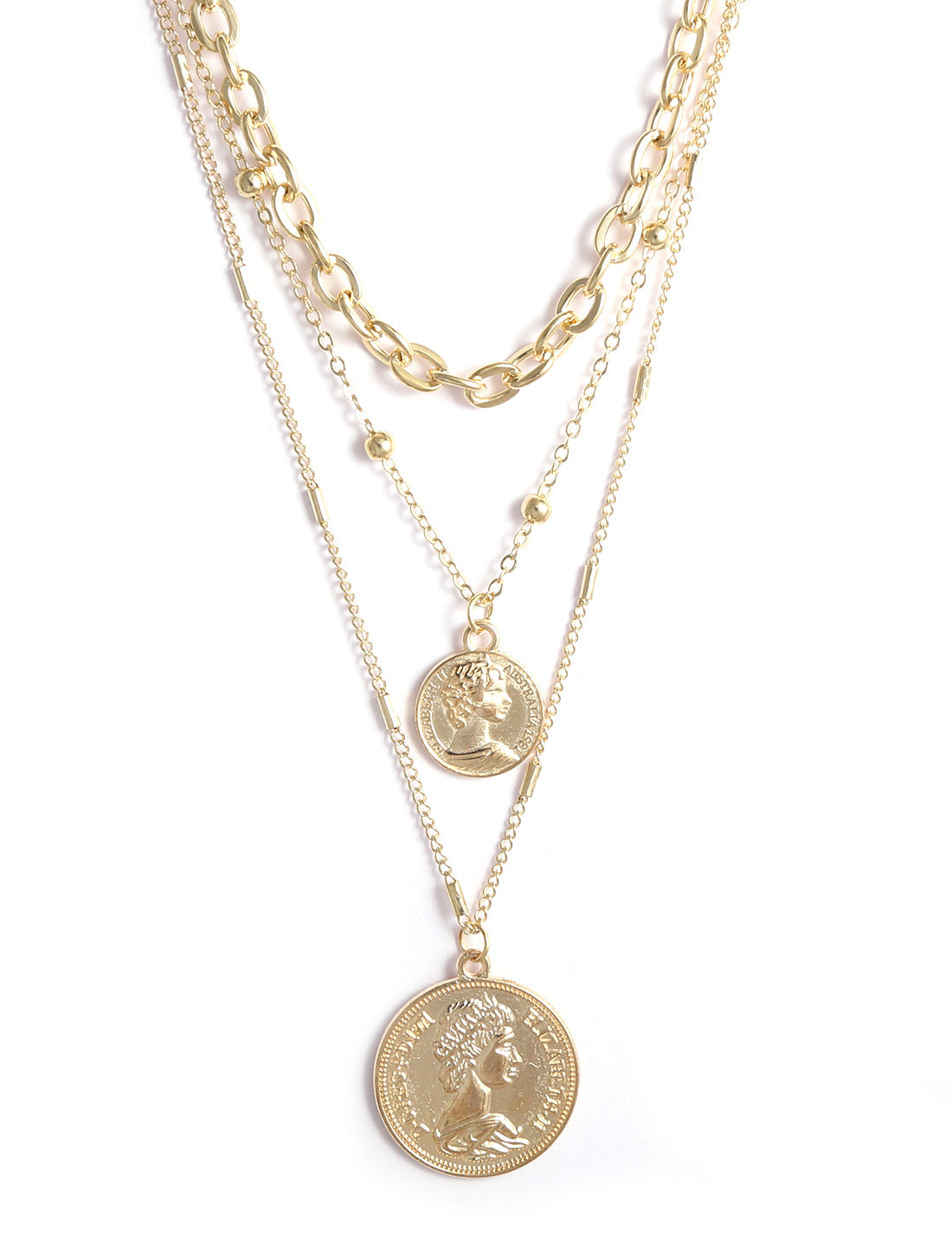Gold-Polished Alloy Layered Designer Short Necklace - The Pari | Grocsy