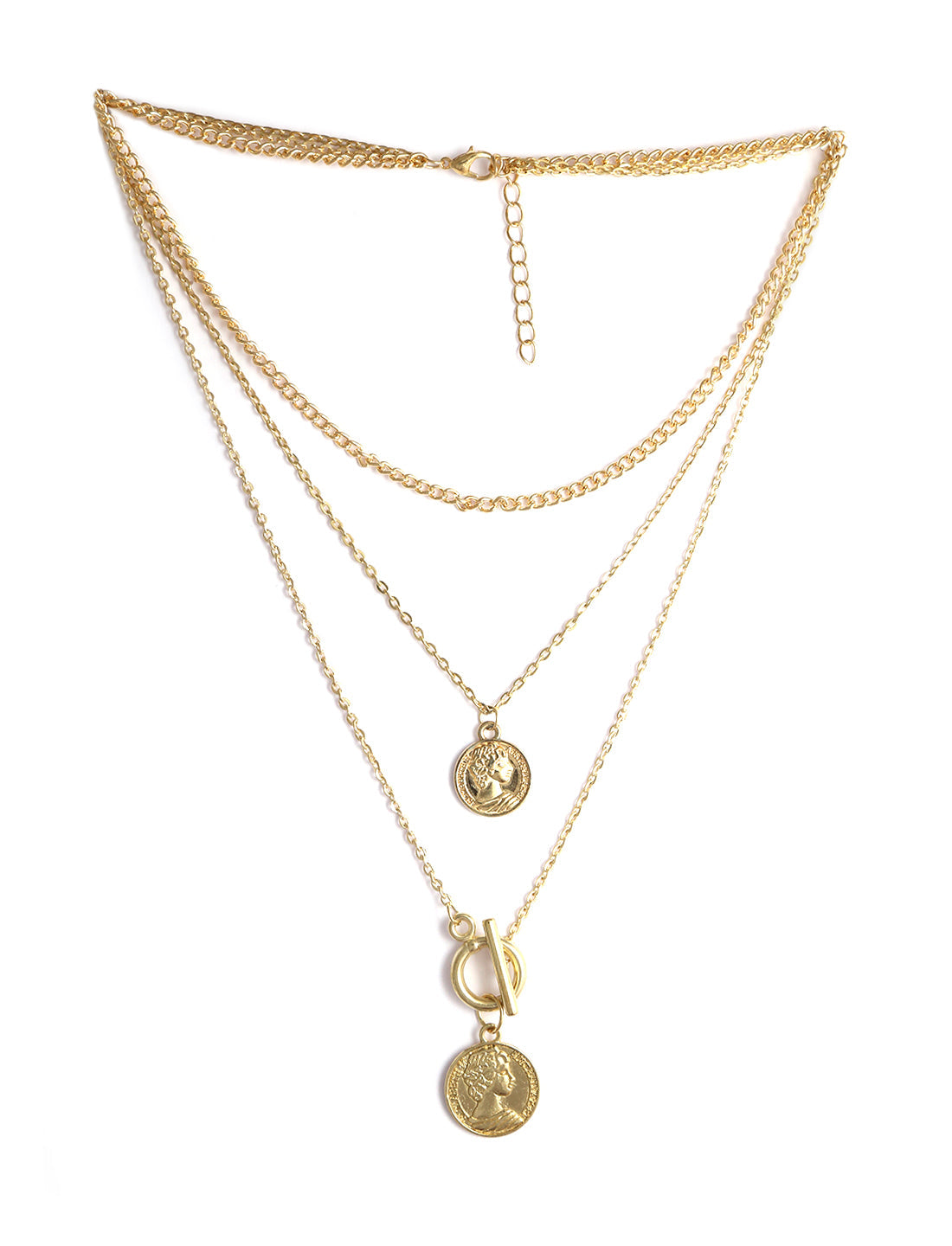 Gold-Polished Alloy Layered Designer Short Necklace - The Pari | Grocsy