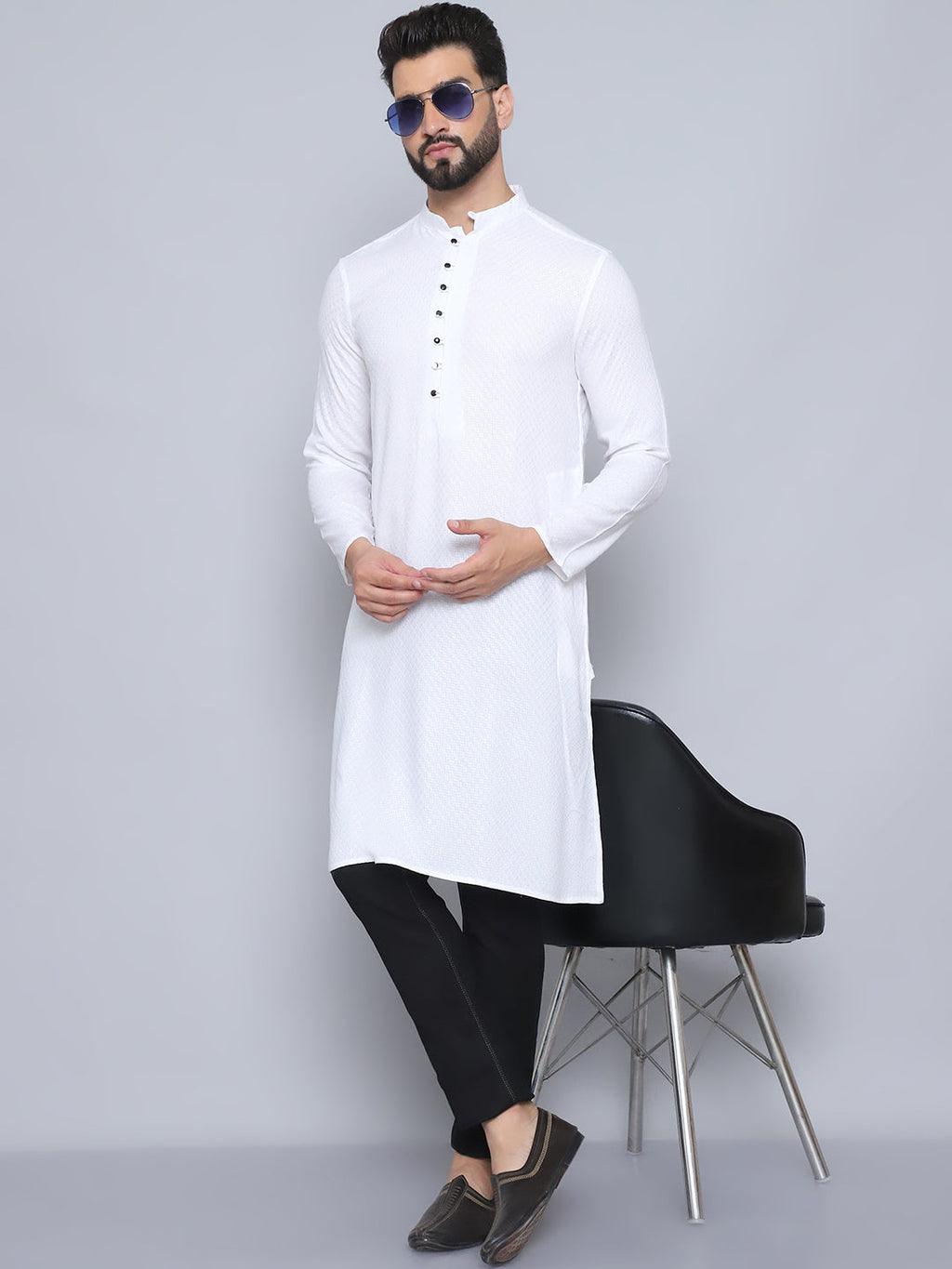 Even Apparels Men's Pure Cotton White Kurta | Grocsy