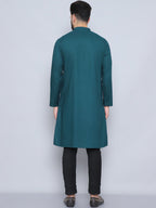 Even Apparels Men's Loop Button Green Kurta | Grocsy
