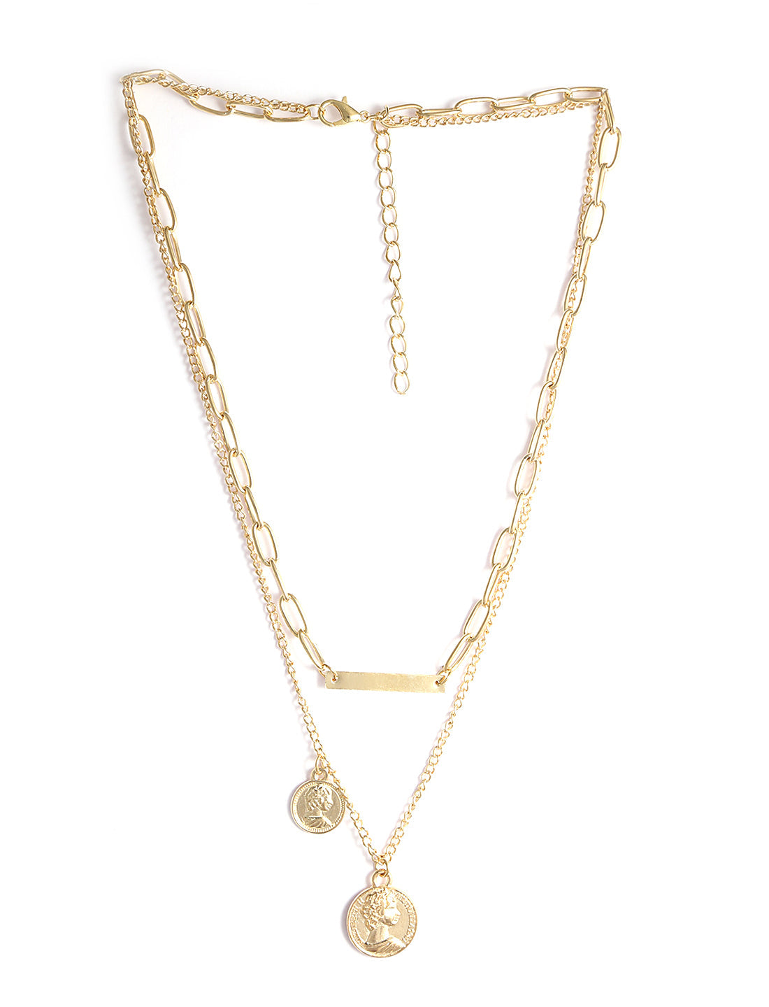 Gold-Polished Alloy Layered Designer Short Necklace - The Pari | Grocsy