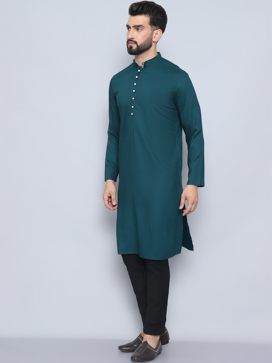 Even Apparels Men's Loop Button Green Kurta | Grocsy