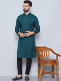 Even Apparels Men's Loop Button Green Kurta | Grocsy