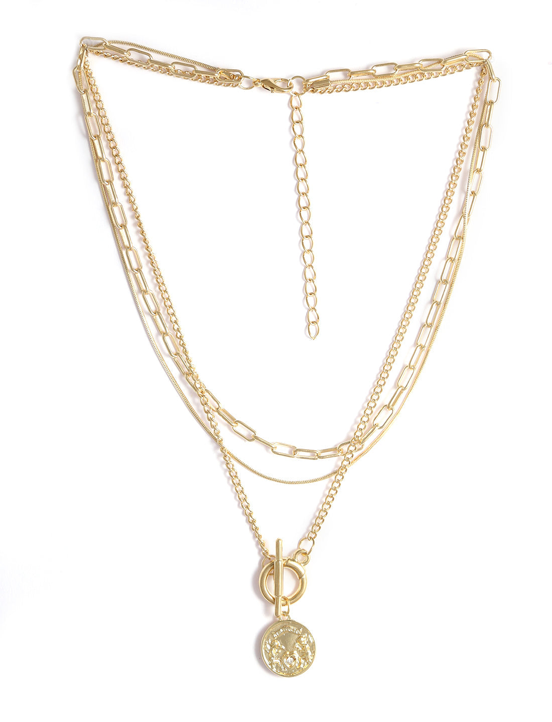 Gold-Polished Alloy Layered Designer Short Necklace - The Pari | Grocsy