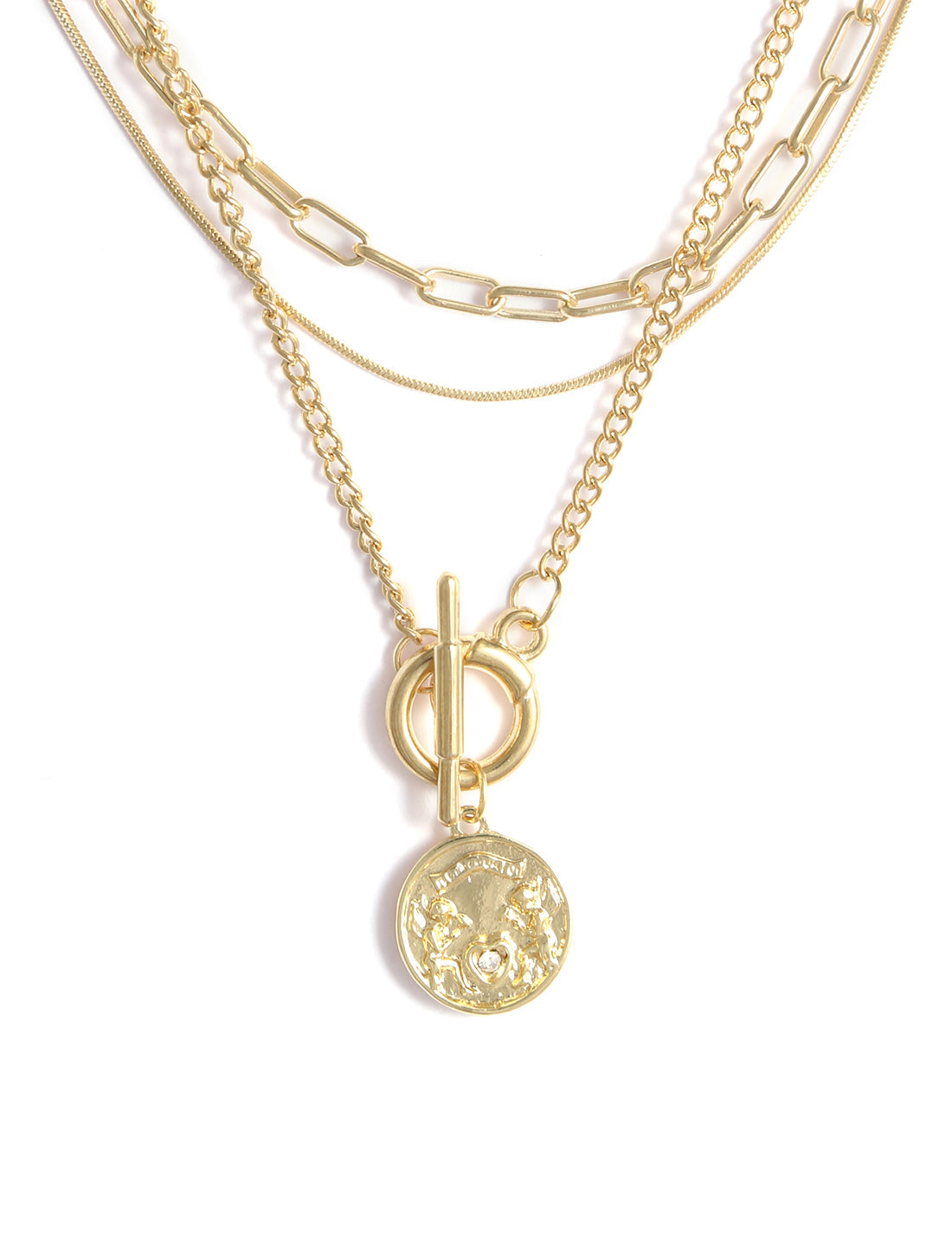 Gold-Polished Alloy Layered Designer Short Necklace - The Pari | Grocsy