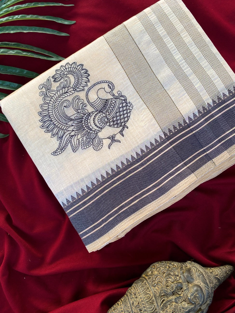 Mameraa Sarees White Heritage With A Royal Touch Tussar Silk Saree-White | Grocsy