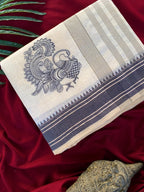 Mameraa Sarees White Heritage With A Royal Touch Tussar Silk Saree-White | Grocsy