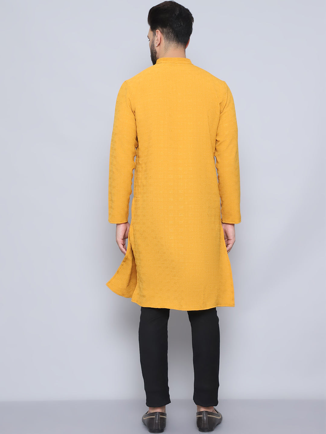 Even Apparels Men's Self Design Yellow Kurta | Grocsy