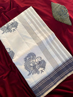 Mameraa Sarees White Heritage With A Royal Touch Tussar Silk Saree-White | Grocsy