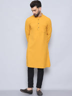 Even Apparels Men's Self Design Yellow Kurta | Grocsy