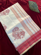 Mameraa Sarees White Heritage With A Royal Touch Tussar Silk Saree-White | Grocsy
