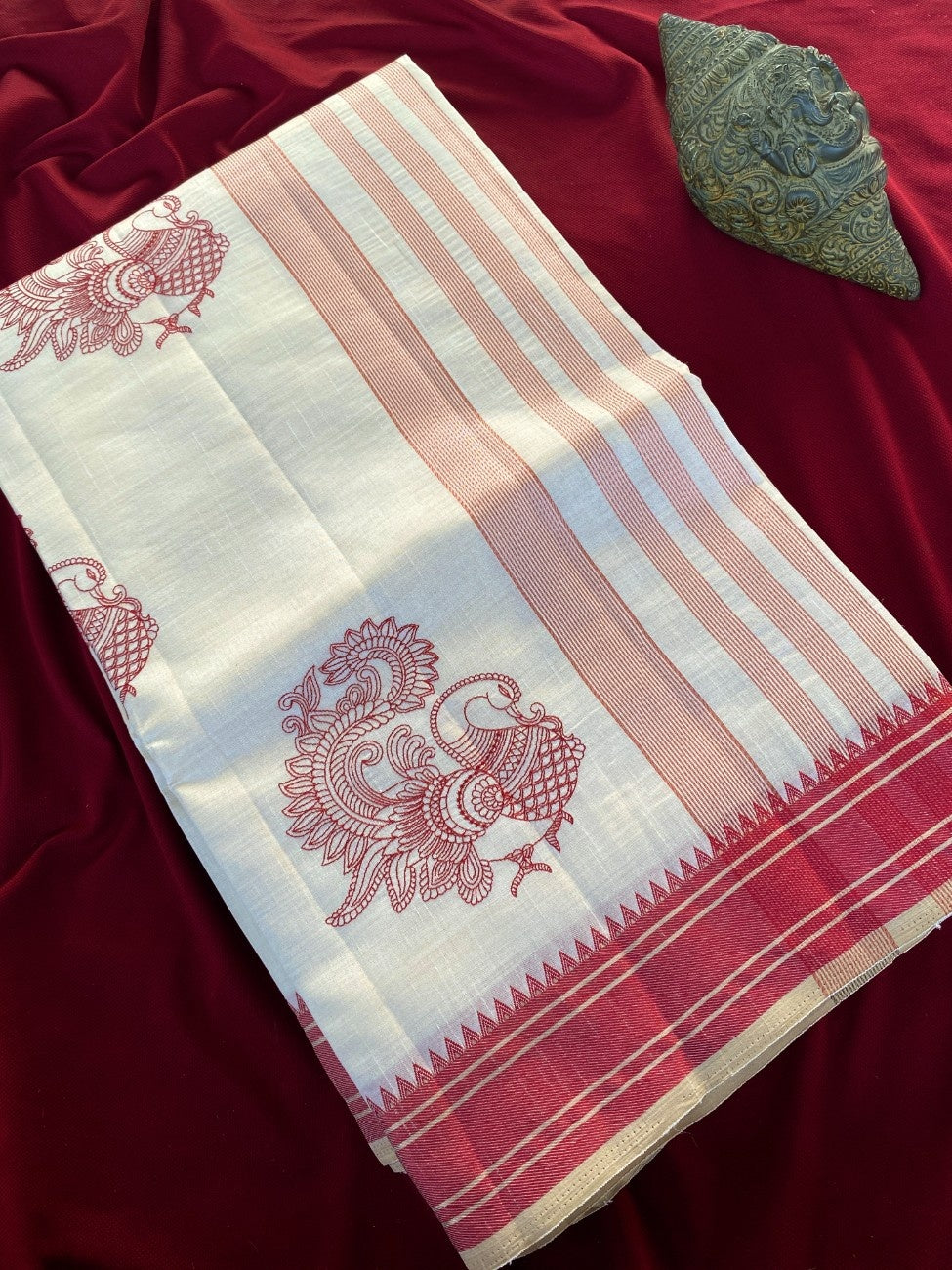 Mameraa Sarees White Heritage With A Royal Touch Tussar Silk Saree-White | Grocsy