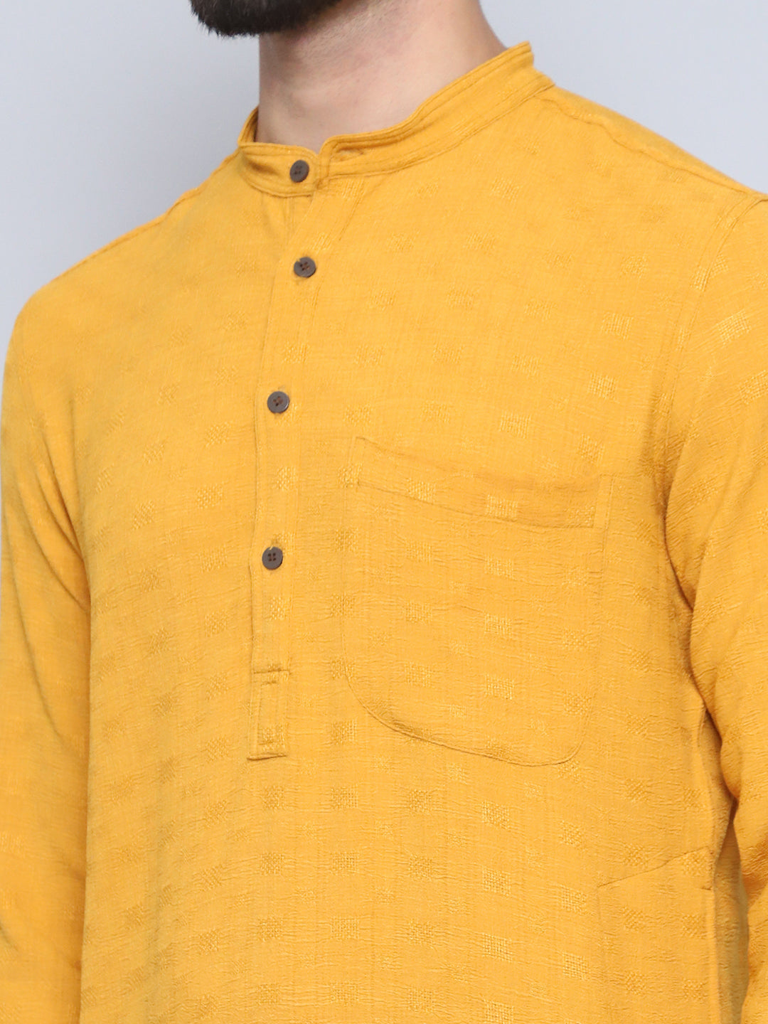 Even Apparels Men's Self Design Yellow Kurta | Grocsy